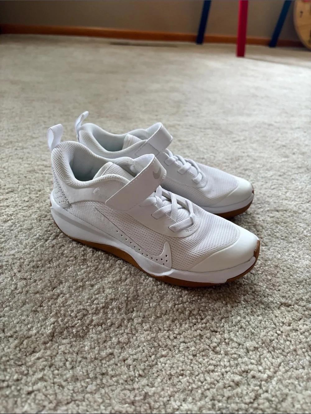 Brand New Nike Kids White Sneakers with Gum Outsole